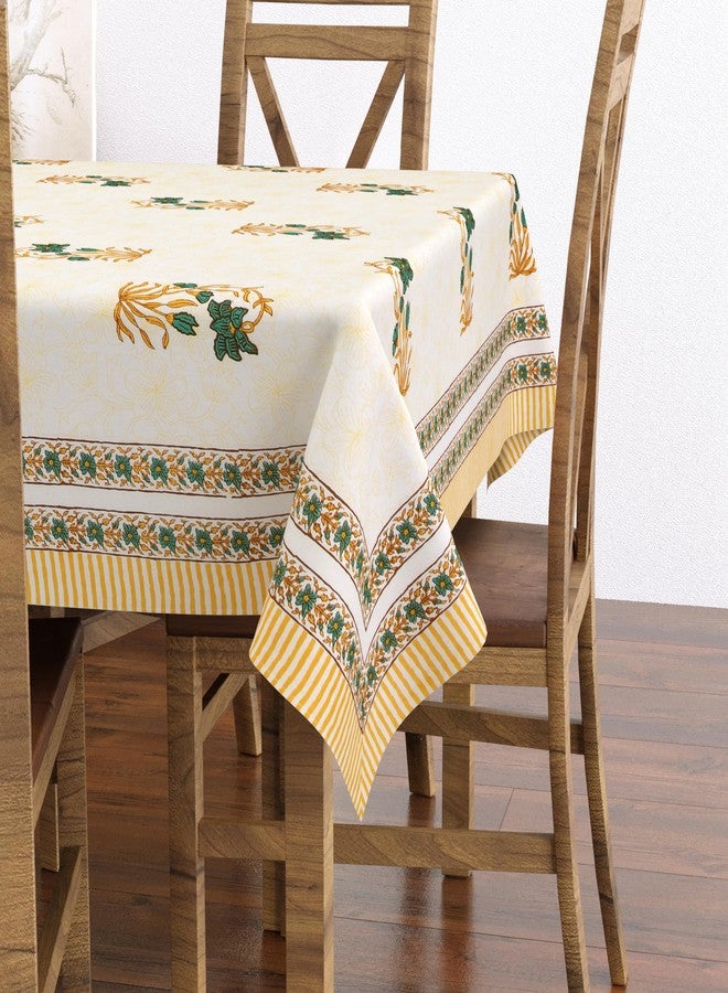 BLOCKS OF INDIA Cotton Hand Block Print Rectangular Table Cloth For 6 Seater Dining Table (60 Inch X 90 Inch) (Color 10) - Image 1